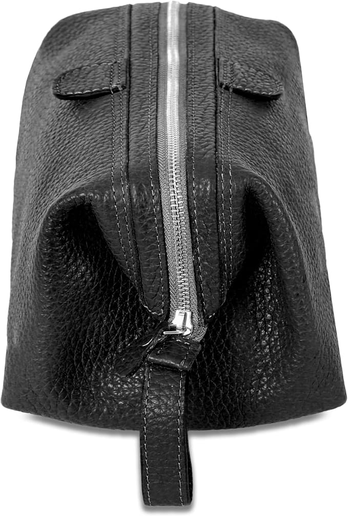 KomalC Premium Buffalo Leather Toiletry Bag for Men & Women With Water resistant Lining, Grooming Travel Pouch, Unisex Wash Bag for Toiletries, Gifts for Men and Women - Image 8