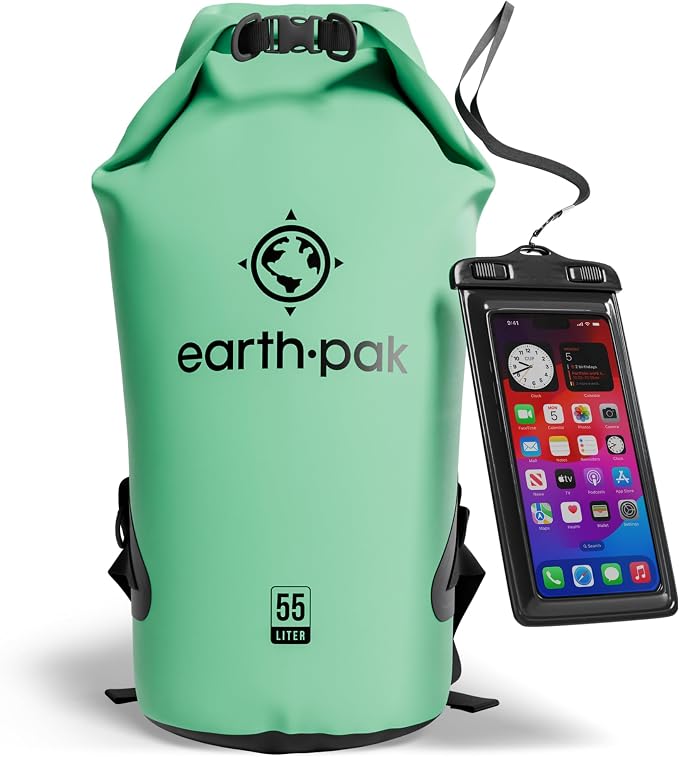 Earth Pak Waterproof Dry Bag - Roll Top Waterproof Backpack Sack Keeps Gear Dry for Kayak with Waterproof Phone Case by earthpak