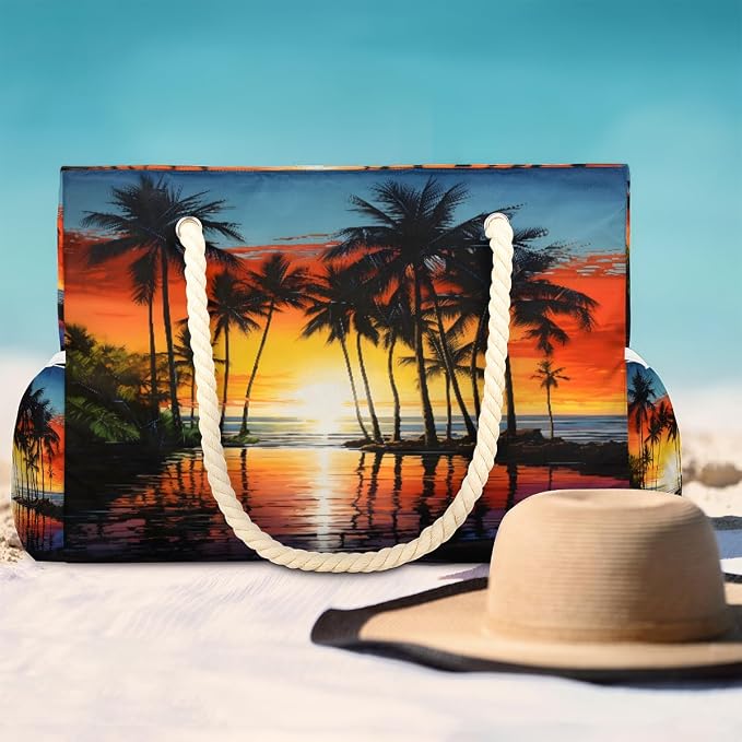 Large Beach Bag with Zipper Beach Bags for Women Water Resistant Swim Pool Bag - Image 3