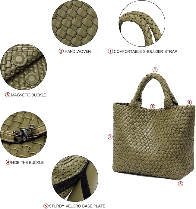 JINMANXUE Fashion Woven Bag Shopper Bag Travel Handbags and Purses Women Tote Bag Large Capacity Shoulder Bags - Image 5