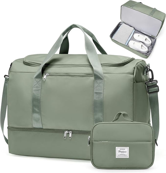 Extra Large Travel Duffel Bag, Carry-On Weekender Bags for Women Travel | Overnight Weekend Bag with Shoes Compartment for Travel Business Trips Sport Hospital, Toiletry Bag Included by SYCNB