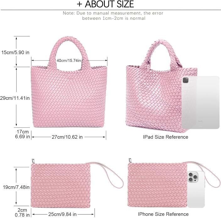JINMANXUE Fashion Woven Bag Shopper Bag Travel Handbags and Purses Women Tote Bag Large Capacity Shoulder Bags - Image 4