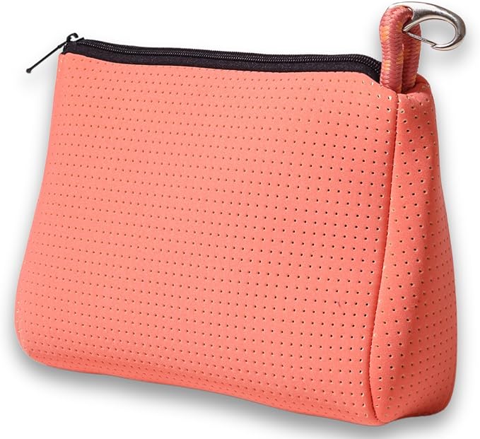 POPUPS Large Makeup Bag with Zipper - Waterproof Neoprene Cosmetic Bag 7.7 x 10.75 x 5 inches - Pouch Blushing Pink by POPUPSBrand