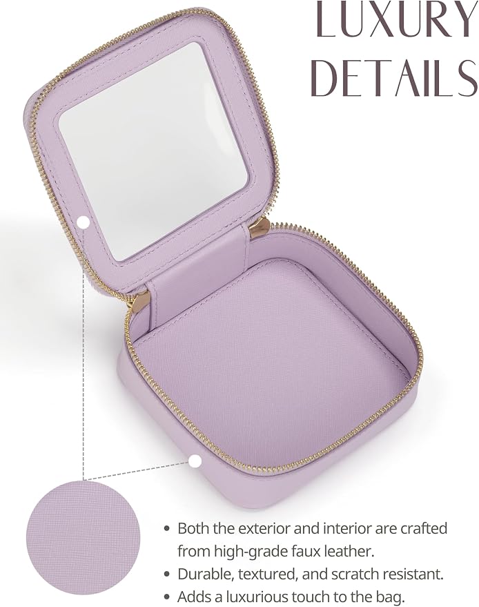 Popvibe Clear Makeup Case Toiletry Bag Travel Medium Clear Cosmetic Bag with Zipper, Make Up Bag Organizer Traveling TSA Approved Transparent Bag Car for Essentials, Mini & Medium, Purple - Image 5