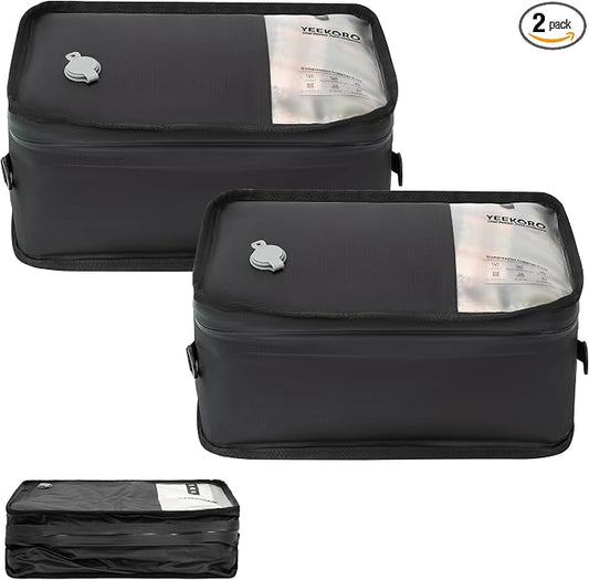 Compression Packing Cubes for Travel, Small Vacuum Bags for Business Trip, 12 Inch Professional IP67 Reusable Packing Cubes, Organizer Bags for Luggage for Women & Men(2 PACK, No Pump) by YEEKORO