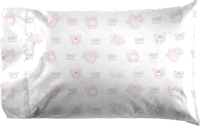 Jay Franco Sheet Set with Fitted, Flat Sheets & Pillow Cover - Ultra-Soft Bedding with Pillowcase for Room Decor, Multi - Hello Kitty, 4 Piece Full - Image 4