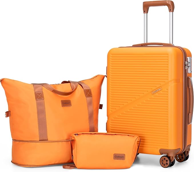 Cosbarn Carry On Luggage Set 22x14x9 Airline Approved, 3 Piece 20 Inch Lightweight ABS Hardside Suitcases with Wheels and TSA Lock, Durable Waterproof Travel Suitcase for Men Women by Cosbarn