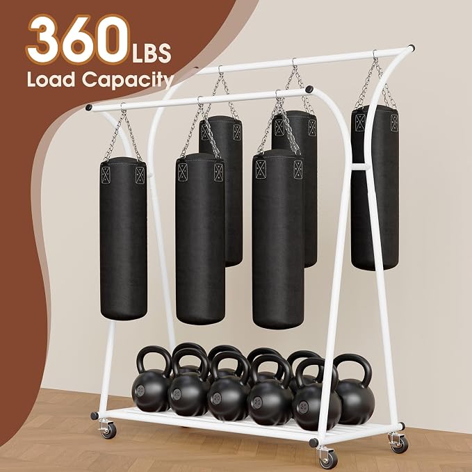 Raybee Heavy Duty Clothes Racks for Hanging Clothes, Clothing Rack with Wheels Load 360LBS, Portable Double Rod Garment Racks for Closet, Bedroom, Commercial Use, 69''H*52''W*20''D, White - Image 6