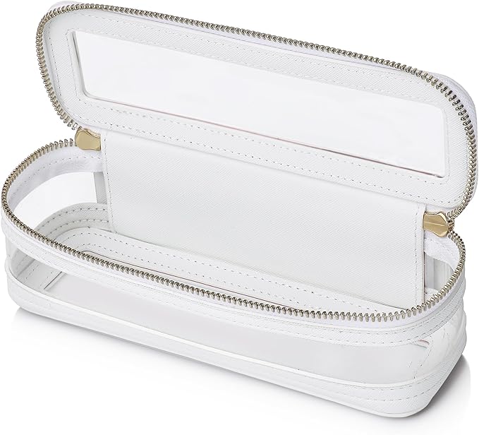 Pinkmik Makeup Brush Case Clear Travel Cosmetic Bag, White | Toiletry Bag, Zipper Closure, Small Purse Organizer, Car Essential Bag by Pinkmik