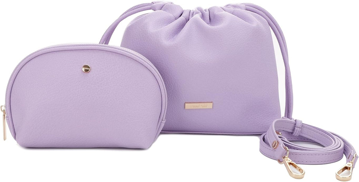Mali+Lili Lola Beauty Bag Duo, Makeup Bag Travel Cosmetic Bag Set of 2, Vegan Leather Purse Crossbody Bags for Women and Girls, Cute Makeup Pouch, Travel Pouch, Crossbody Purses for Women | Duo by MaliLili