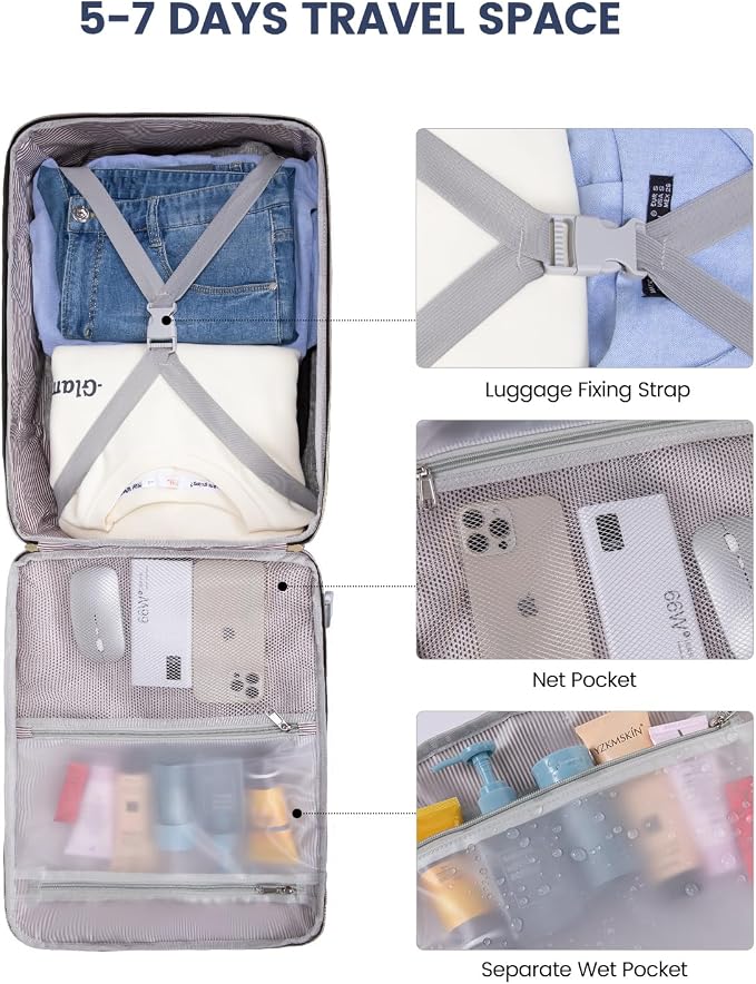 LOVEVOOK Large Travel Backpack for Women & Men, 40L Carry on Backpack for Airplanes, TSA Personal Item Travel Bag fits 17" Laptop, Waterproof Weekender Essentials Airline Approved with 3 Packing Cubes - Image 8