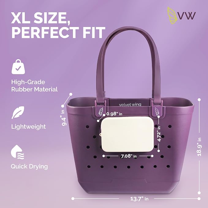 Large Rubber Beach Tote Bag - Waterproof Bag With Sand Proof Pouch For Beach, Travel, Pool (13.7" x 9.4" x 18.9") - Image 5