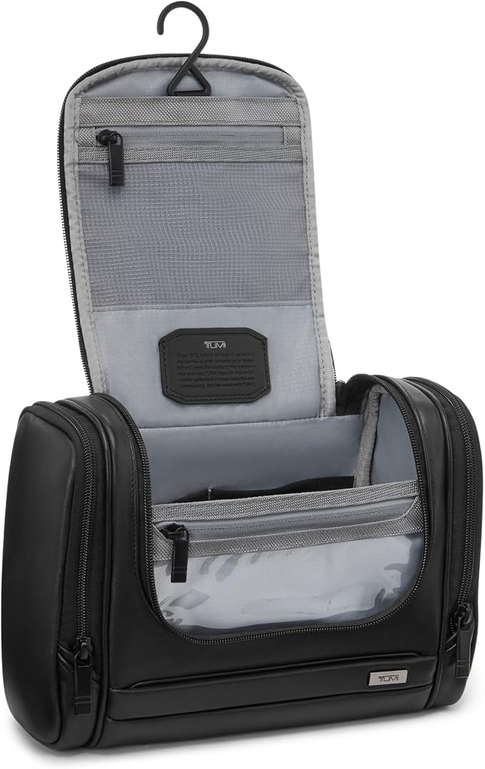 TUMI - Alpha Hanging Travel Kit - Toiletries and Cosmetics Organizer - Travel Essentials Bag with Hooks & Pockets - Black Leather - Image 2