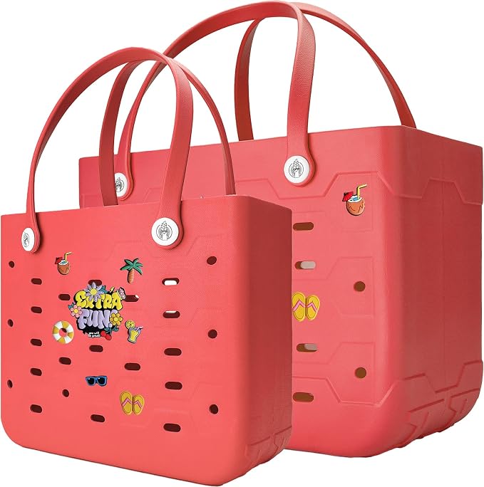 2-Pack Large Beach Bags XL & M Waterproof Tote, Sandproof, Washable- Essentials: Pool, Boat, Sports, Groceries by Unknown