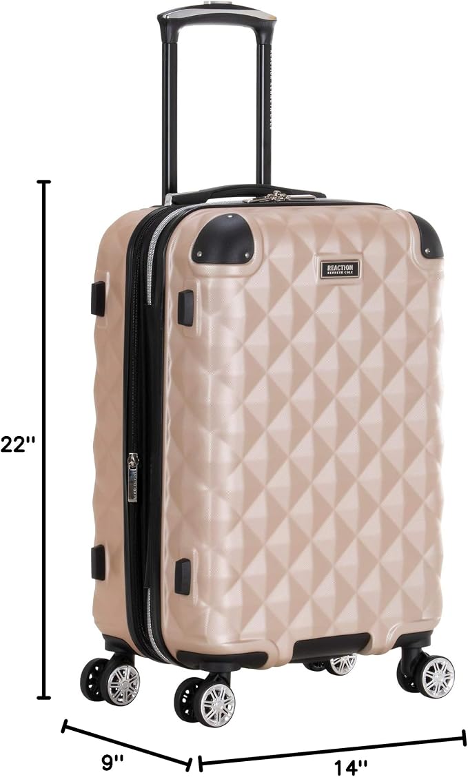 Kenneth Cole REACTION Diamond Tower Collection Lightweight Hardside Expandable 8-Wheel Spinner Travel Luggage, Rose Gold, 28-Inch Checked - Image 9