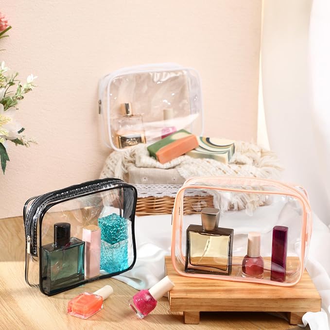 60 Pcs Clear Makeup Bags Bulk Travel Toiletry Bag 7 x 5.5 x 1.6 Inch PVC Zipper Pouch Waterproof Plastic Cosmetic Case Portable Organizer for Women Summer Bathroom (Classic Color) - Image 2