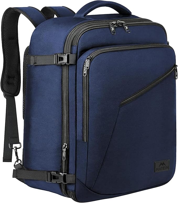 MATEIN Extra Large Mens Travel Backpack Carry on, Expandable Traveling Backpack for Men Airline Approved, Water Resistant Business Casual Daypack, Traveler Gift, Blue | Airline Approved, Water Resistant, Business Casual Daypack for Traveling, Internati... by MATEIN