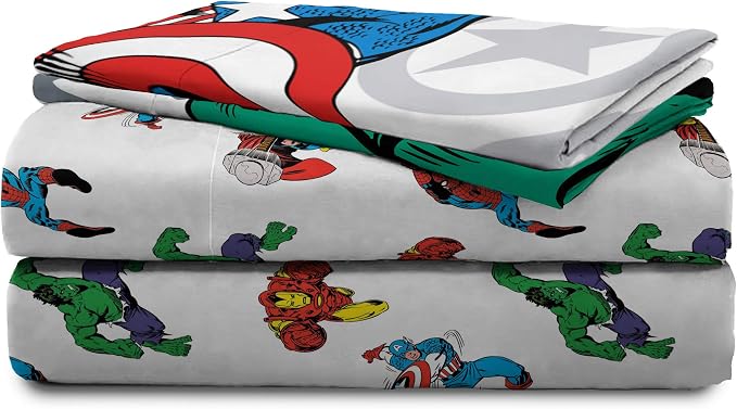 Marvel Comics Avengers Full Size Comforter Set 7 Piece Kids Bedding, Multi | Spiderman Hulk Captain America, Comforter Sheets Shams Pillowcases, Soft Microfiber, Machine Washable, Boys Gift - Image 7