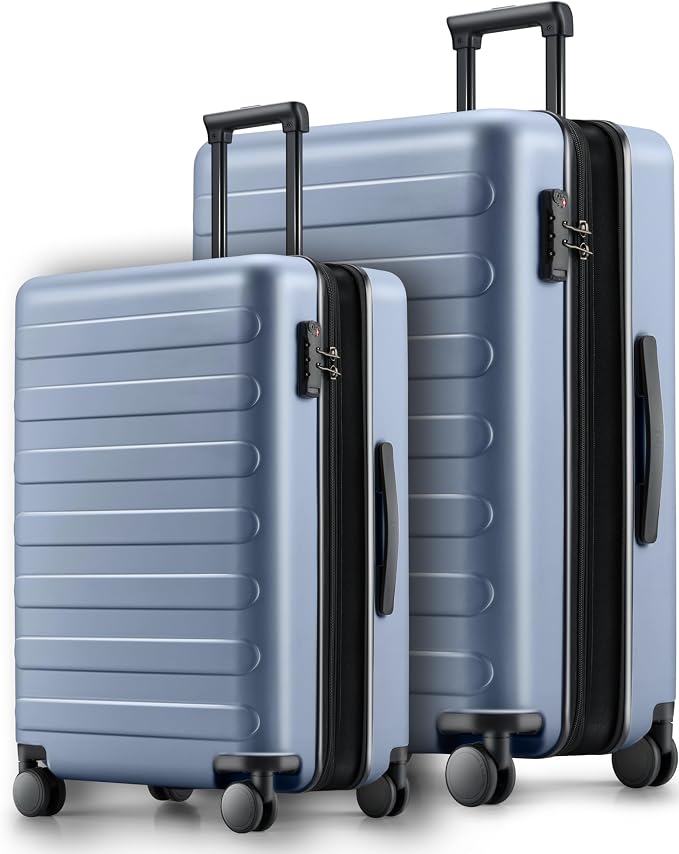 NINETYGO Luggage Sets 2 Piece, Carry On Luggage Airline Approved, Large Checked Luggage with Smooth Spinner Wheels, Expandable, Hard Shell PC Suitcase Sets, TSA Approved, 20in/28in (Shadow, Rhine Max) by NINETYGO