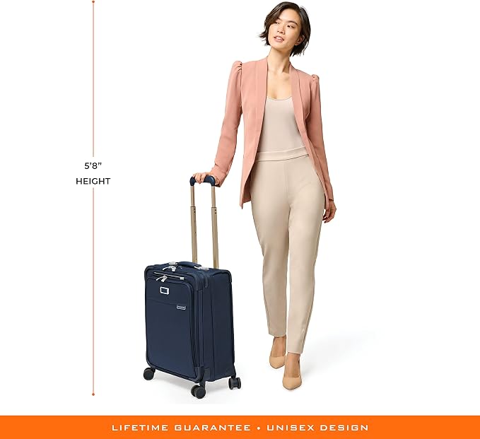 Briggs & Riley Global 21" Carry On Expandable Spinner - Luggage for International Travel, Suitcases with Wheels, Softside Rolling Bag for Men & Women, Self-Repairing Zipper - Baseline Collection, Navy - Image 20