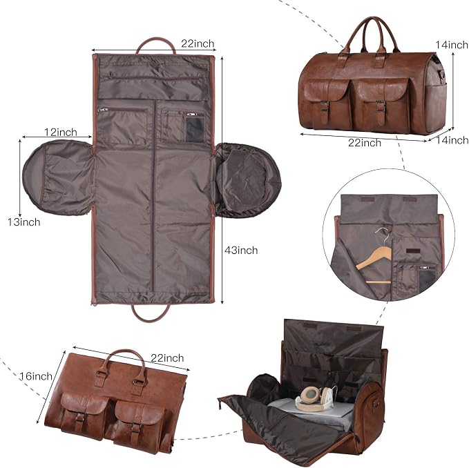 seyfocnia Convertible Travel Garment Bag,Carry on Garment Duffel Bag for Men Women - 2 in 1 Hanging Suitcase Suit Business Travel Bag - Image 3