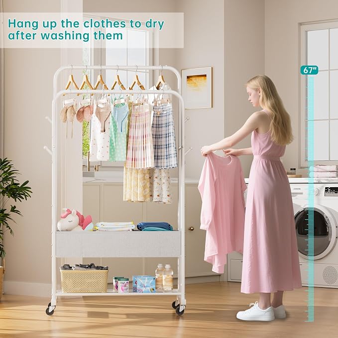 SINGAYE Wardrobe Standing Closet Clothing Rack With Shelf Hanging Clothes | Wardrobe Open Compact Small Metal Garment Hanger Stand Alone Free Standing Black Closet Rack Storage Organizer Heavy Duty - Image 2