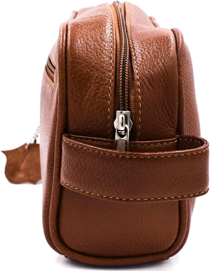 Parker Full Grain Leather Dopp Kit – Handmade Full Size Saddle Brown Leather Toiletry Bag/Dopp Kit/Travel Bag for Effectively Carrying and Storing Toiletries - Image 3
