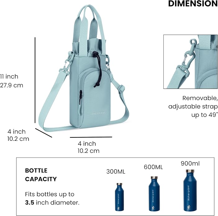 Sherpani Izzie, Water Bottle Crossbody, 32oz Bottle Carrier Bag | Bottle Holder Sling with Phone Pocket, Cross Body Drink Carrier Men Women, RFID Protection for Hiking Camping, Travel Gift - Image 3