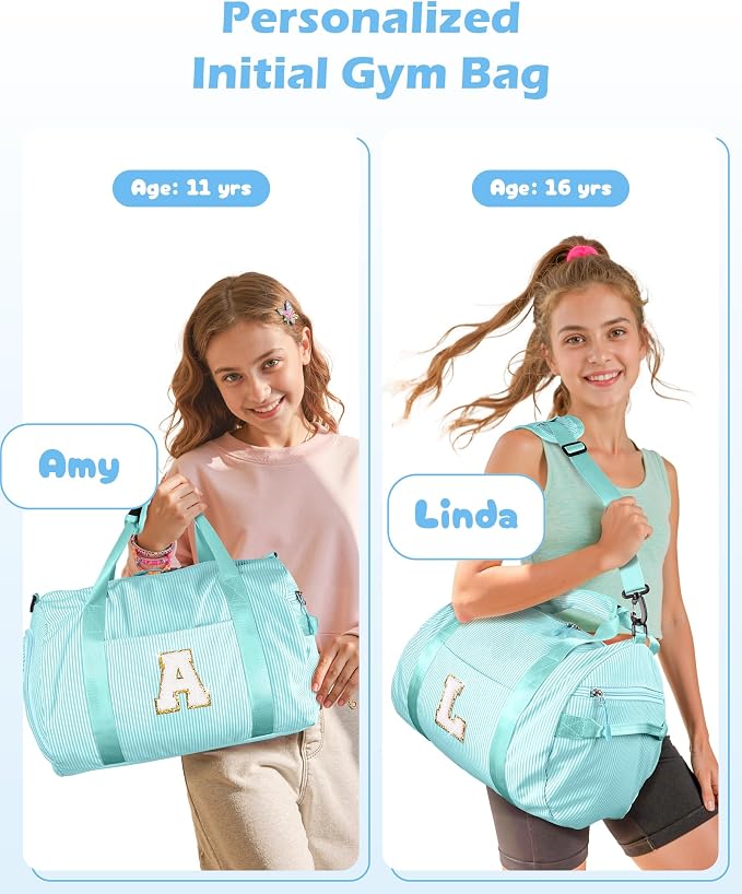 Granddaughter Gift from Grandmom, Girls Travel Duffle Bag, Kids Initial Overnight Bags with Shoe Compartment, Personalized Weekend Bag with Cosmetic Pouch, Birthday Gift for Her (Letter N) - Image 2