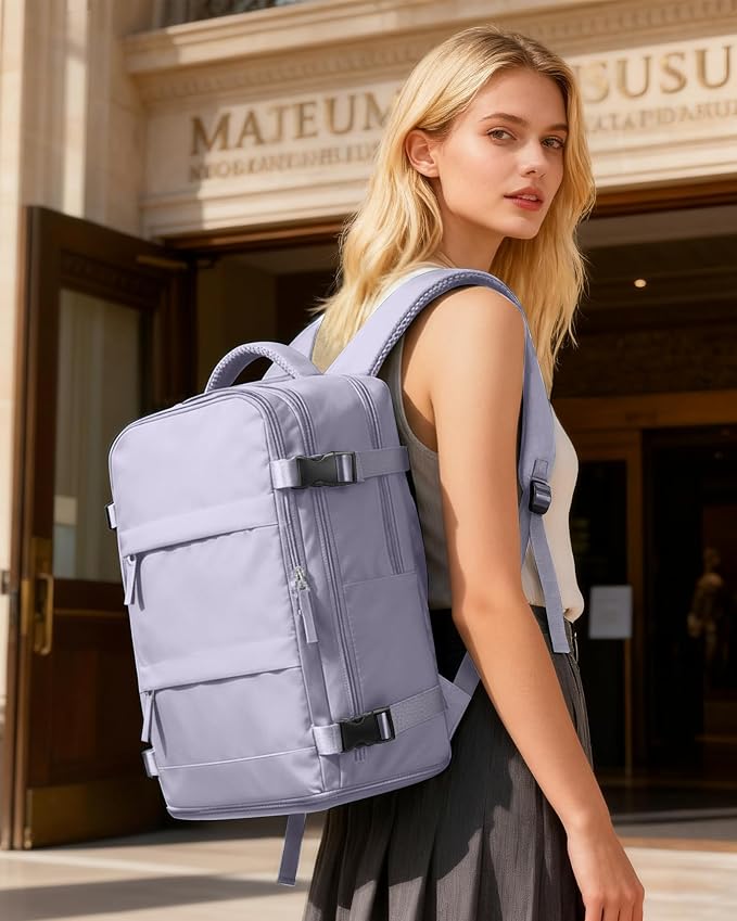 coofay Large Carry On Backpack Flight Approved Personal Item Travel Backpack For Women Airline Approved Waterproof Sports Luggage Backpack Casual Daypack Small Hiking Backpack Purple Backpack - Image 3
