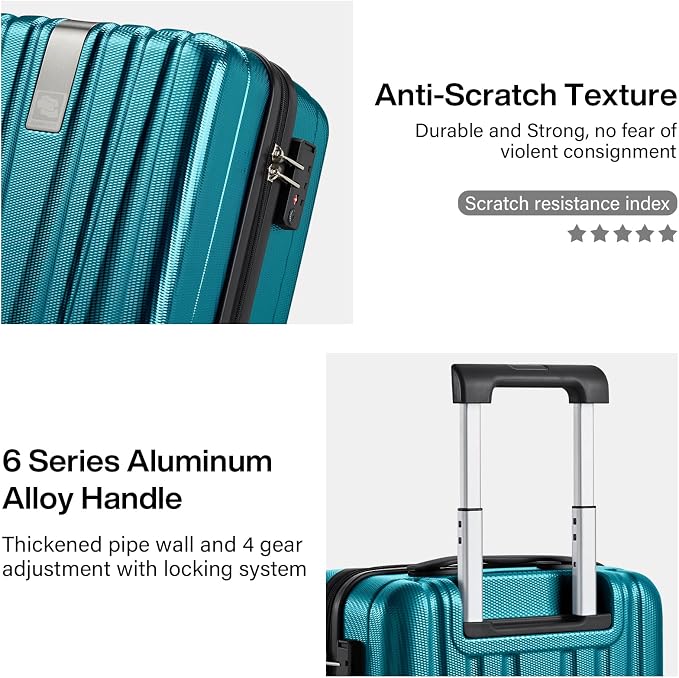 Hanke 16 Inch Underseat Carry on Suitcases with Wheels,Lightweight Hard Shell Carry on Luggage with Wheels for Weekender,Travel Approved Small Suitcase,Travel Luggage for Womem Men,Caribbean Blue. - Image 5