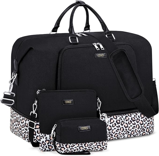 Travel Weekender Bag for Women, 21" Overnight Bag with Shoe Compartment 50L Large Travel Duffel Bag Carry On Tote for Weekend, Overnight, Business Trips, Water Resistant by TIBES