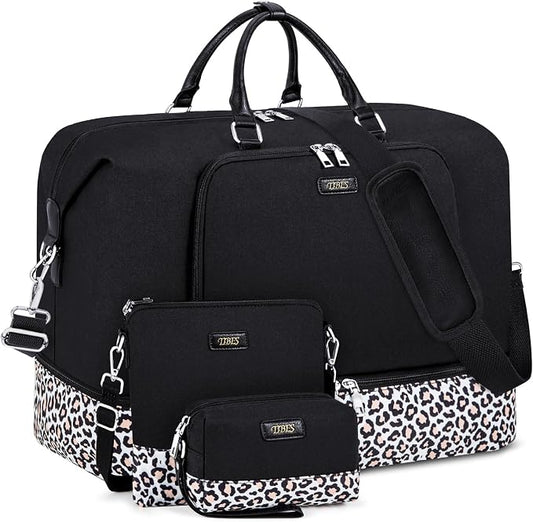 Travel Weekender Bag for Women, 21" Overnight Bag with Shoe Compartment 50L Large Travel Duffel Bag Carry On Tote for Weekend, Overnight, Business Trips, Water Resistant by TIBES