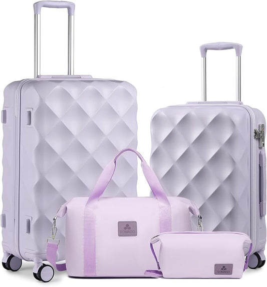 Somago 2 PieceLuggage Set (20"/24") with Duffel Bag and Toiletry Bag, Carry On Luggage Airline Approved with YKK Zipper TSA Lock ABS Hardside Luggage Spinner Wheels by SOMAGO