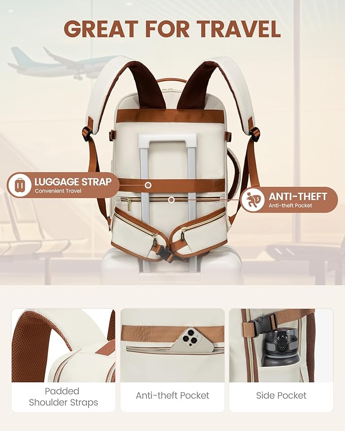 LOVEVOOK 40L Travel Backpack with Waist Strap,Flight Approved Carry on Backpack,Waterproof Personal Item Travel Bag,TSA Carry on Luggage Suitcase Travel Essentials,Gifts for Women & Men,fit 17" Laptop - Image 5