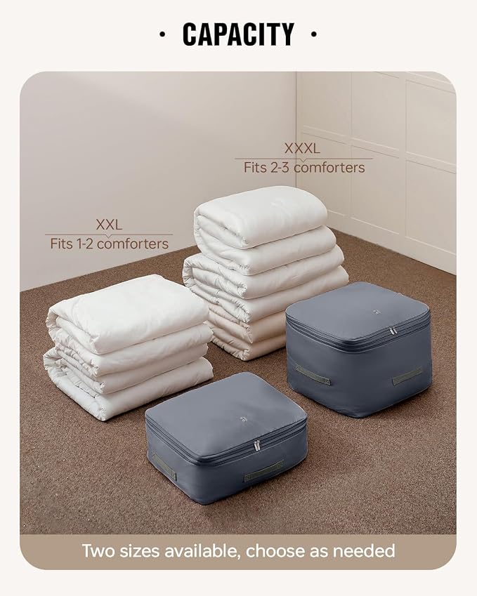 Eachy 3-Pack Comforter Storage Bag Blanket Storage Bags, 68L Compression Bags for Blanket Comforter, Ultra Space Saving Self Compression Organizer - Image 5