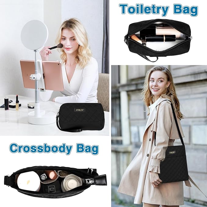 ITIEZY Weekender Overnight Bag for Women - Large Travel Duffel Bag with Shoe Compartment, Gym Duffel Bag Hospital Bag Carry On Tote Bags for Airplanes with Crossbody Bag Toiletry Bag 3Pcs Set - Image 6
