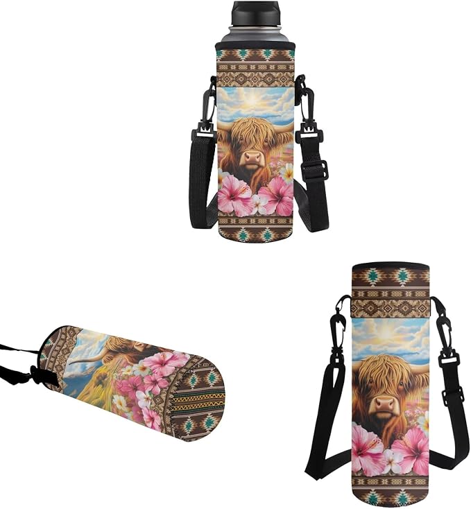 4 in 1 School Backpack for Teens of Thermal Lunch Box Pencil Box Water Bottle Holder, Cattle Floral Lightweight School Book Bag, Kids Teens Daypack Everyday Pack for School and Daycare - Image 5