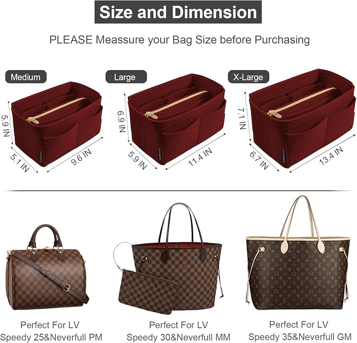OMYSTYLE Purse Organizer Insert, Felt Tote Bag Organizer Insert with 5 Sizes, Handbag Dividers for Inside Purse, Compatible with Longchamp, Neverful, Speedy and More - Image 2