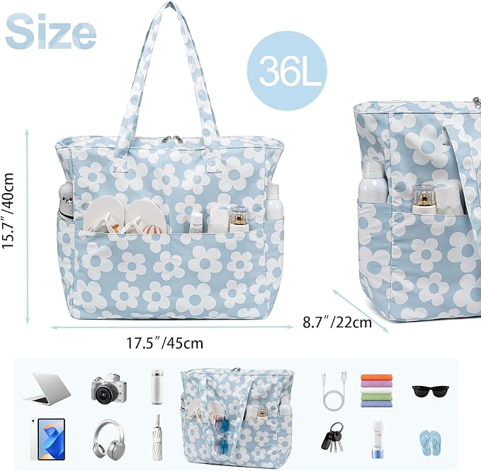 Bluboon Waterproof Beach Tote Pool Bags for Women Ladies Extra Large Carry On Bag With Wet Compartment for Weekender Travel - Image 5