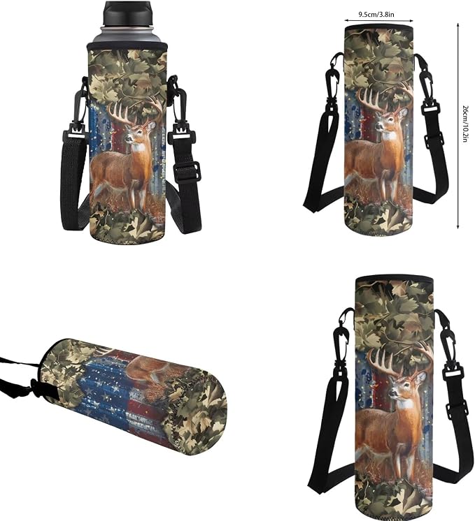 GIFTPUZZ Deer American Flag Backpack 17 Inch Set Boys | Camo 4-in-1 Lunchbox Combo, Water Bottle Holder, 3rd Grade Elementary School, Ages 8-10 - Image 8