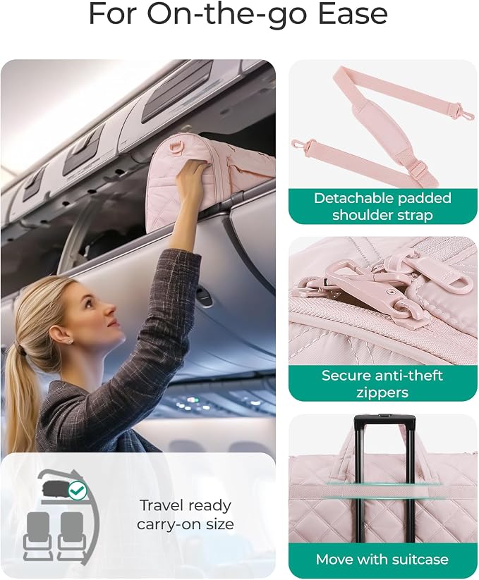 BAGSMART Garment Duffel Bag, Convertible 2-in-1 Puffy Water-Resistant Carry-On with Shoe Compartment (A-Khaki) - Image 6