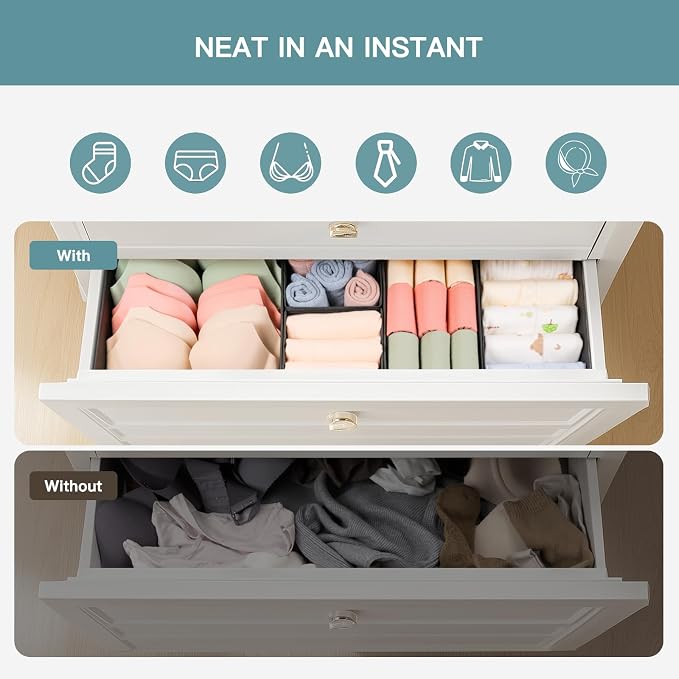 Criusia Drawer Organizer Clothes, 10 Pack Dresser Organizer for Baby Clothes, Underwear, Sock- Foldable Closet Organization and Storage Dividers Bins for Nursery, Bedroom (Black) - Image 3