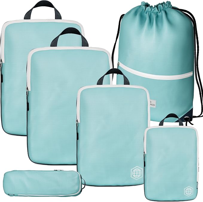 Extra Large Compression Packing Cube 6 Piece Set for Travel and Check Luggage by TRIPPED Travel Gear by TRIPPEDTravelGear