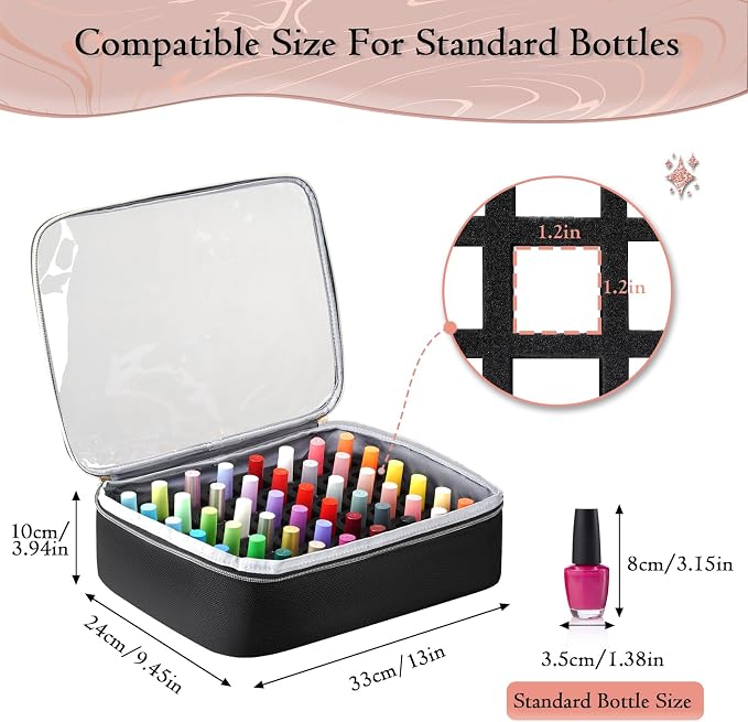 YOREPEK Extra Large Nail Polish Organizer Case for 96 to 100 Bottles (15ml) | Gel Polish Travel Case Bag with 2 Removable Pouches Fits Nail Supplies, Gel Nail Kit, UV lamp, Manicurist Nail Tech Gifts - Image 5