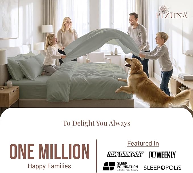 Pizuna Pure 100% Long-Staple Cotton Duvet Cover + Sheet Set Twin, Luxurious 400 Thread Count Long Staple Cotton, Soft Sateen Weave Bedding Set (Silver) - Image 2