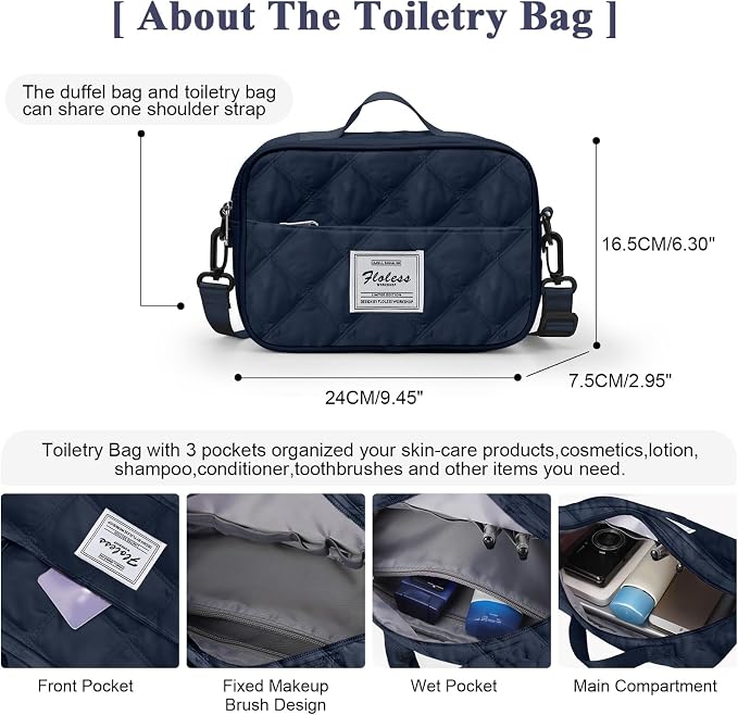 Travel Duffel Bag, Carry On Overnight Weekender Bags for Women | Travel Bag with Wet Pocket & Trolley Sleeve, For Spirit Airlines 18x14x8 Personal Item Bag - Image 4