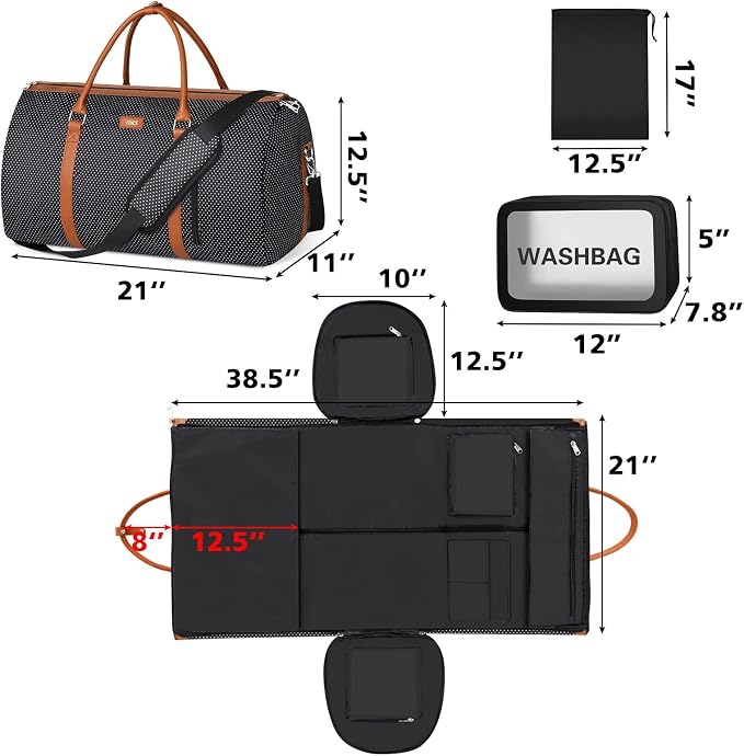 Garment Bag for Travel Convertible Carry On Garment Bag Large Travel Duffel Bags for Women 2 in 1 Hanging Suitcase Suit Travel Bags for Women & Men 3pcs Set - Image 5