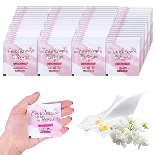 100 Pcs Deodorant Wipes Individually Wrapped Mini Deodorant Travel Size Wet Armpit Wipes Travel Deodorants Bulk for Women Men Homeless Personal Cleansing Wipe Butt Hands Face Underarm Sports(Rose)