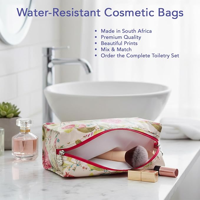 Jacaranda Living Large Cosmetic Bag – Water-Resistant Makeup & Toiletry Bag with PVC-Lined Interior, Travel Beauty Organizer, Pomegranate - Image 11
